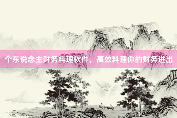 个东说念主财务料理软件，高效料理你的财务进出